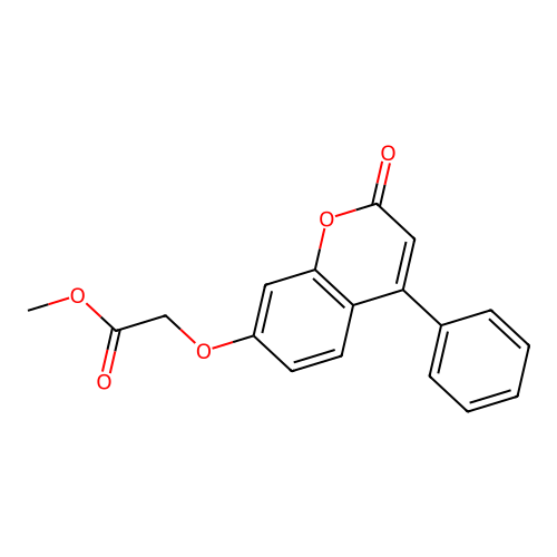 Acetic acid, [(2-oxo-4-phenyl-2H-1-benzopyran-7-yl)oxy]-, methyl ester structure