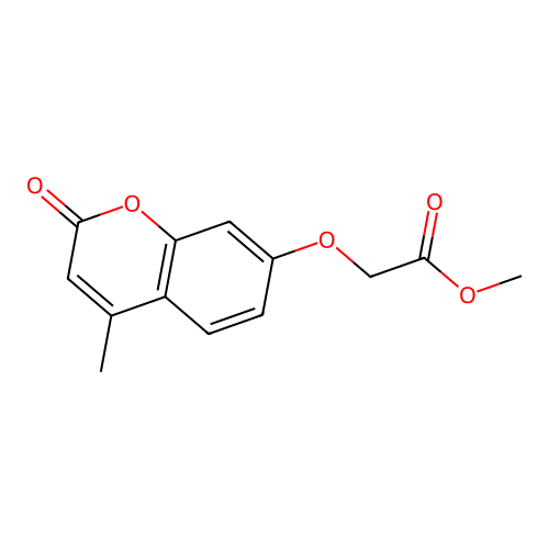 Acetic acid, [(4-methyl-2-oxo-2H-1-benzopyran-7-yl)oxy]-, methyl ester structure