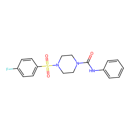 4-(4-fluorophenyl)sulfonyl-N-phenylpiperazine-1-carboxamide structure