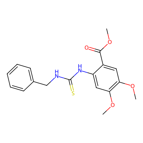 Methyl 4,5-dimethoxy-2-(((benzylamino)thioxomethyl)amino)benzoate structure