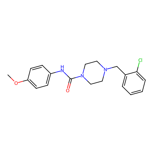 4-[(2-chlorophenyl)methyl]-N-(4-methoxyphenyl)piperazine-1-carboxamide structure