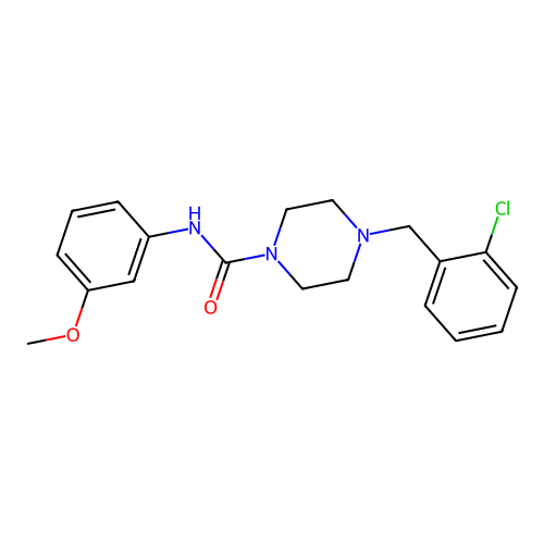 4-[(2-chlorophenyl)methyl]-N-(3-methoxyphenyl)piperazine-1-carboxamide structure