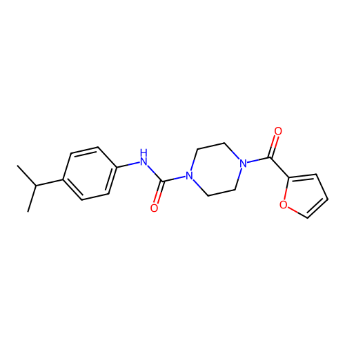 4-(furan-2-carbonyl)-N-(4-propan-2-ylphenyl)piperazine-1-carboxamide structure
