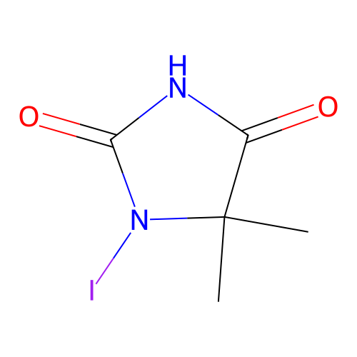 N-iodo-5,5-di-methylhydantoin structure