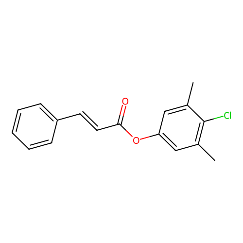 2-Propenoic acid, 3-phenyl-, 4-chloro-3,5-dimethylphenyl ester structure