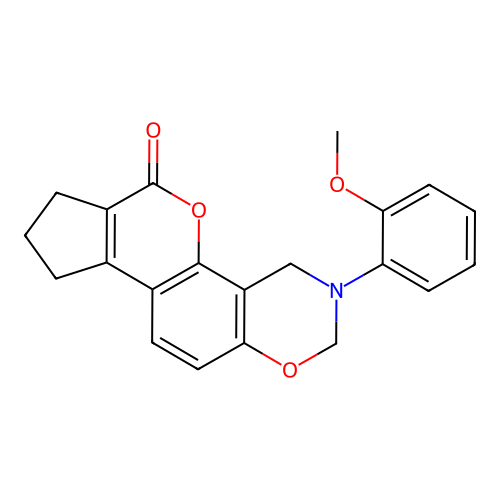 3-(2-methoxyphenyl)-3,4,8,9-tetrahydro-2H-cyclopenta[3,4]chromeno[8,7-e][1,3]oxazin-6(7H)-one structure