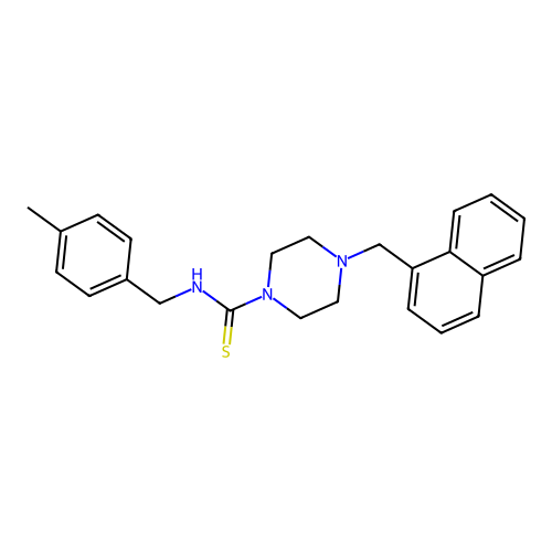 N-[(4-methylphenyl)methyl]-4-(naphthalen-1-ylmethyl)piperazine-1-carbothioamide structure