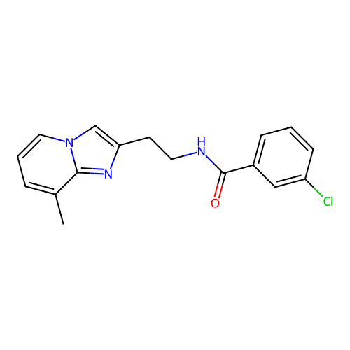 3-chloro-N-(2-(8-methylimidazo[1,2-a]pyridin-2-yl)ethyl)benzamide structure