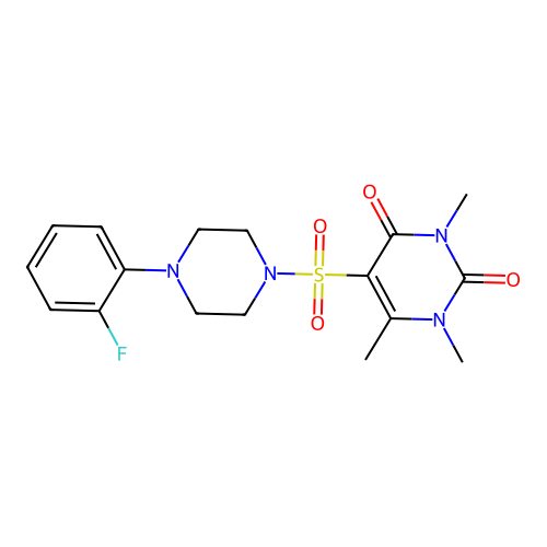 5-[4-(2-Fluorophenyl)piperazin-1-yl]sulfonyl-1,3,6-trimethylpyrimidine-2,4-dione structure