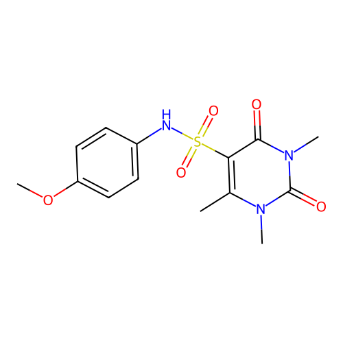N-(4-methoxyphenyl)-1,3,4-trimethyl-2,6-dioxopyrimidine-5-sulfonamide structure