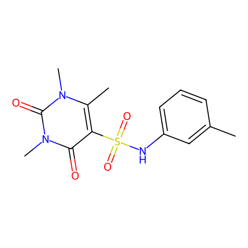 1,3,4-trimethyl-N-(3-methylphenyl)-2,6-dioxopyrimidine-5-sulfonamide structure