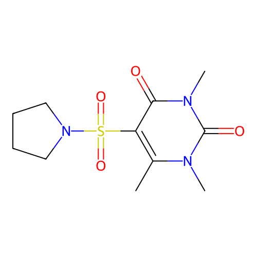 1,3,6-trimethyl-5-(pyrrolidin-1-ylsulfonyl)pyrimidine-2,4(1H,3H)-dione structure