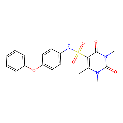 1,3,4-trimethyl-2,6-dioxo-N-(4-phenoxyphenyl)pyrimidine-5-sulfonamide structure