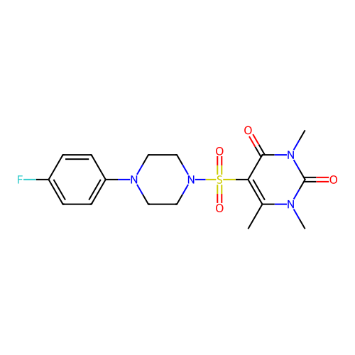 5-[4-(4-Fluorophenyl)piperazin-1-yl]sulfonyl-1,3,6-trimethylpyrimidine-2,4-dione structure
