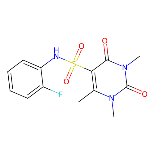 N-(2-fluorophenyl)-1,3,6-trimethyl-2,4-dioxo-1,2,3,4-tetrahydropyrimidine-5-sulfonamide structure