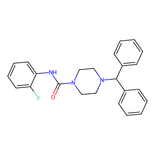 4-benzhydryl-N-(2-fluorophenyl)piperazine-1-carboxamide structure