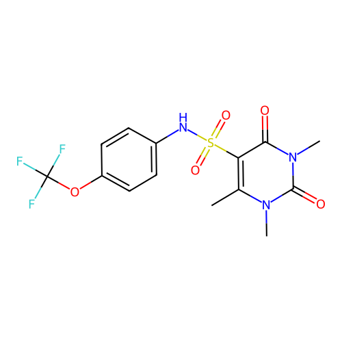 1,3,4-trimethyl-2,6-dioxo-N-[4-(trifluoromethoxy)phenyl]pyrimidine-5-sulfonamide structure