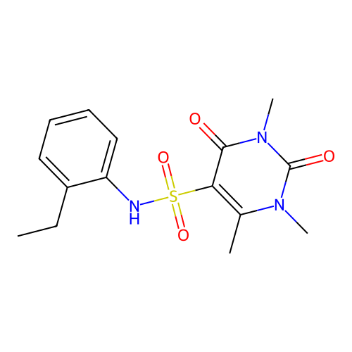 N-(2-ethylphenyl)-1,3,4-trimethyl-2,6-dioxopyrimidine-5-sulfonamide structure