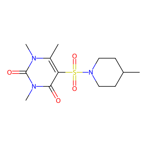 1,3,6-Trimethyl-5-(4-methylpiperidin-1-yl)sulfonylpyrimidine-2,4-dione structure