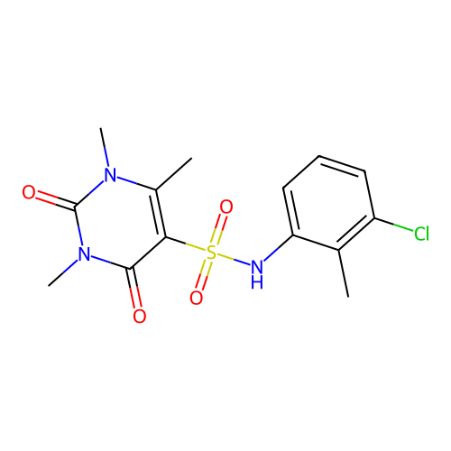 N-(3-chloro-2-methylphenyl)-1,3,4-trimethyl-2,6-dioxopyrimidine-5-sulfonamide structure