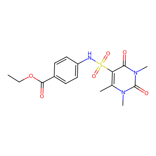 ethyl 4-(1,3,6-trimethyl-2,4-dioxo-1,2,3,4-tetrahydropyrimidine-5-sulfonamido)benzoate structure