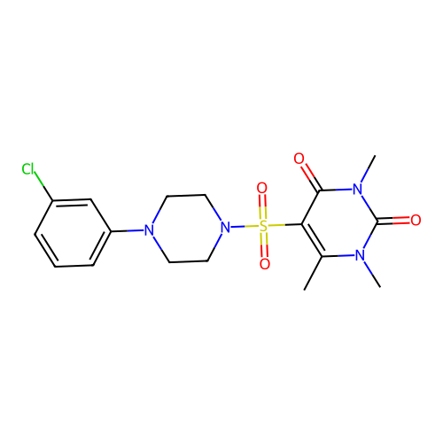5-[4-(3-Chlorophenyl)piperazin-1-yl]sulfonyl-1,3,6-trimethylpyrimidine-2,4-dione structure