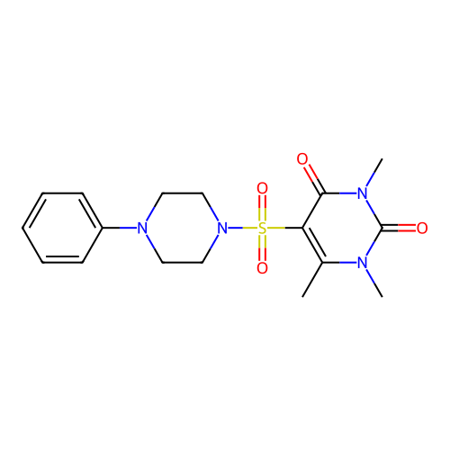 1,3,6-trimethyl-5-((4-phenylpiperazin-1-yl)sulfonyl)pyrimidine-2,4(1H,3H)-dione structure