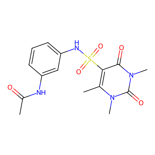 N-[3-[(1,3,4-trimethyl-2,6-dioxopyrimidin-5-yl)sulfonylamino]phenyl]acetamide structure