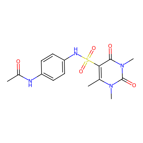 N-[4-[(1,3,4-trimethyl-2,6-dioxopyrimidin-5-yl)sulfonylamino]phenyl]acetamide structure