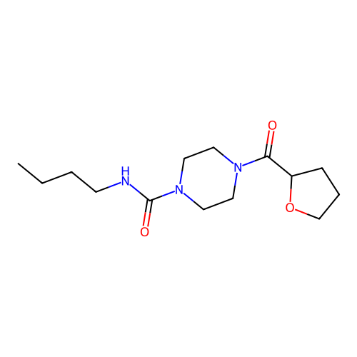 N-butyl-4-(oxolane-2-carbonyl)piperazine-1-carboxamide structure