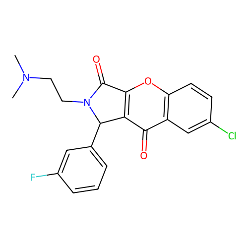 7-chloro-2-(2-dimethylaminoethyl)-1-(3-fluorophenyl)-1H-chromeno[2,3-c]pyrrole-3,9-dione structure