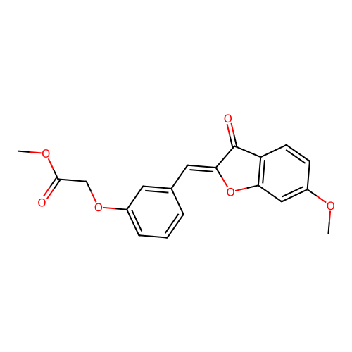 (Z)-methyl 2-(3-((6-methoxy-3-oxobenzofuran-2(3H)-ylidene)methyl)phenoxy)acetate structure