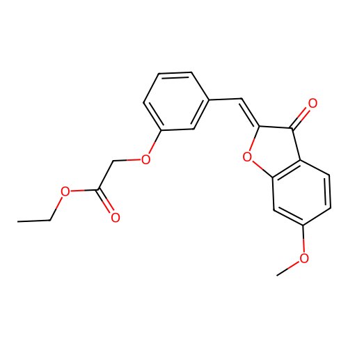 (Z)-ethyl 2-(3-((6-methoxy-3-oxobenzofuran-2(3H)-ylidene)methyl)phenoxy)acetate structure