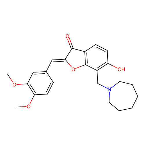 (Z)-7-(azepan-1-ylmethyl)-2-(3,4-dimethoxybenzylidene)-6-hydroxybenzofuran-3(2H)-one structure