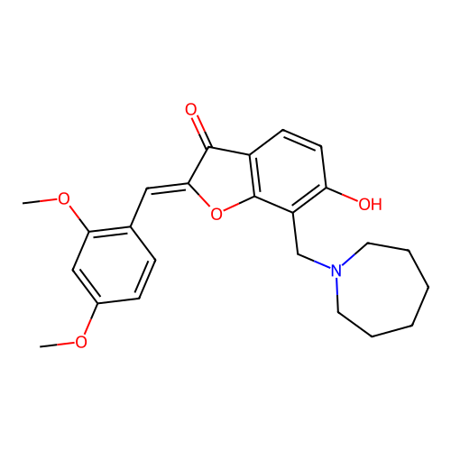 (Z)-7-(azepan-1-ylmethyl)-2-(2,4-dimethoxybenzylidene)-6-hydroxybenzofuran-3(2H)-one structure