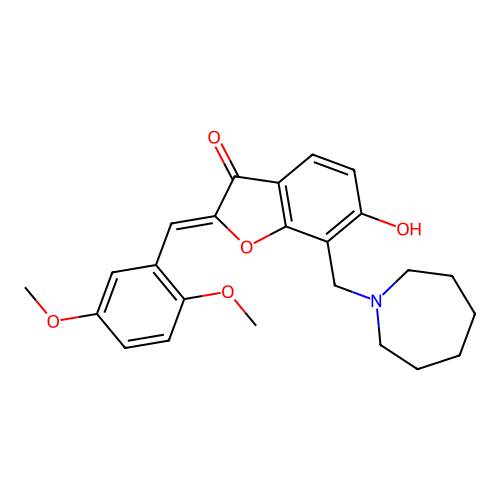 (Z)-7-(azepan-1-ylmethyl)-2-(2,5-dimethoxybenzylidene)-6-hydroxybenzofuran-3(2H)-one structure