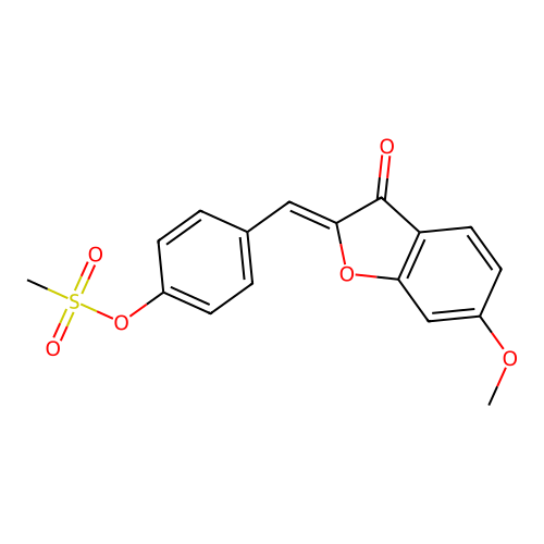 (Z)-4-((6-methoxy-3-oxobenzofuran-2(3H)-ylidene)methyl)phenyl methanesulfonate structure