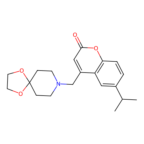4-(1,4-Dioxa-8-azaspiro[4.5]decan-8-ylmethyl)-6-propan-2-ylchromen-2-one structure