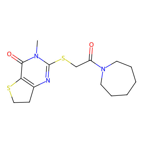 2-{[2-(azepan-1-yl)-2-oxoethyl]sulfanyl}-3-methyl-3H,4H,6H,7H-thieno[3,2-d]pyrimidin-4-one structure