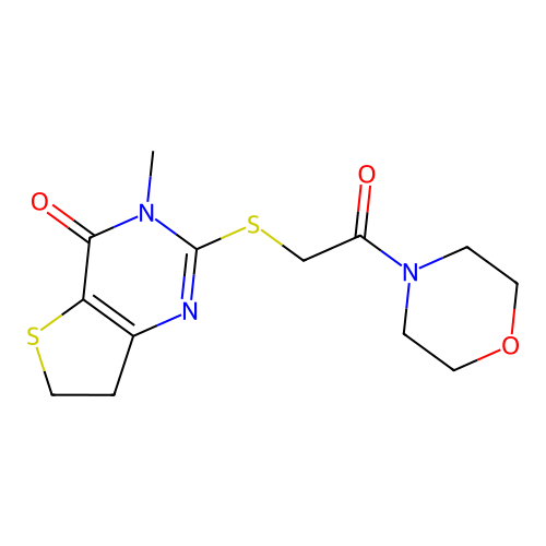 3-methyl-2-{[2-(morpholin-4-yl)-2-oxoethyl]sulfanyl}-3H,4H,6H,7H-thieno[3,2-d]pyrimidin-4-one structure