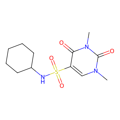 N-cyclohexyl-1,3-dimethyl-2,4-dioxopyrimidine-5-sulfonamide structure