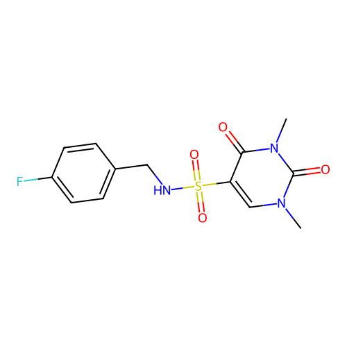 N-[(4-fluorophenyl)methyl]-1,3-dimethyl-2,4-dioxopyrimidine-5-sulfonamide structure