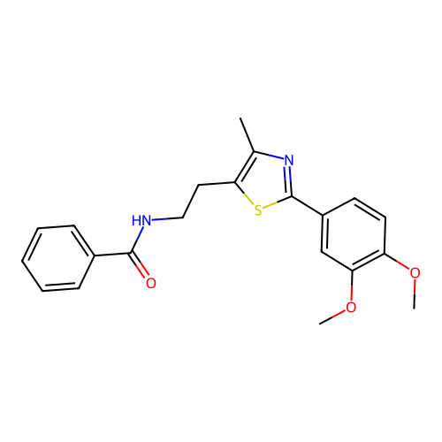 N-{2-[2-(3,4-dimethoxyphenyl)-4-methyl-1,3-thiazol-5-yl]ethyl}benzamide structure