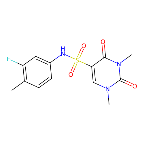 N-(3-fluoro-4-methylphenyl)-1,3-dimethyl-2,4-dioxo-1,2,3,4-tetrahydropyrimidine-5-sulfonamide structure