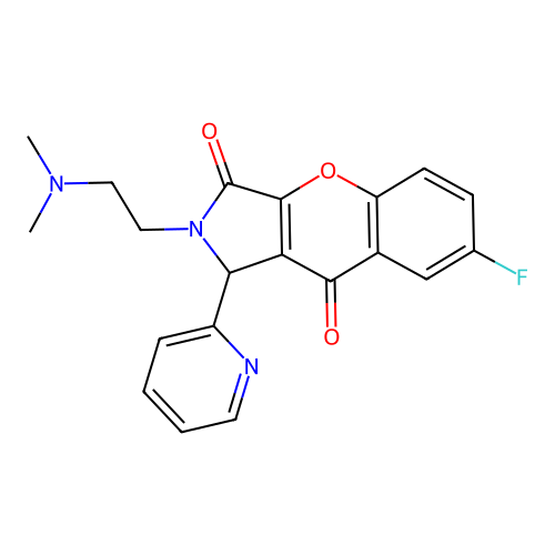 2-(2-dimethylaminoethyl)-7-fluoro-1-pyridin-2-yl-1H-chromeno[2,3-c]pyrrole-3,9-dione structure