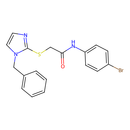 2-((1-benzyl-1H-imidazol-2-yl)thio)-N-(4-bromophenyl)acetamide structure