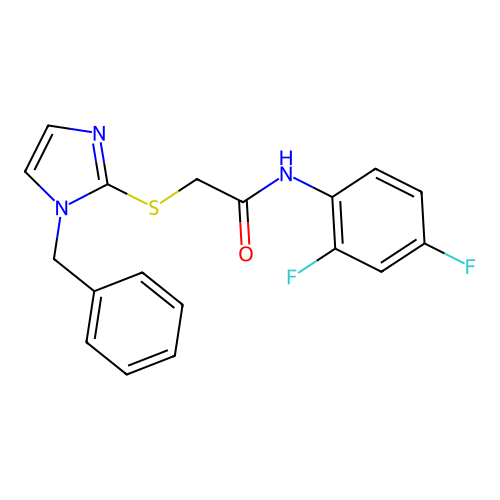 2-(1-benzylimidazol-2-yl)sulfanyl-N-(2,4-difluorophenyl)acetamide structure
