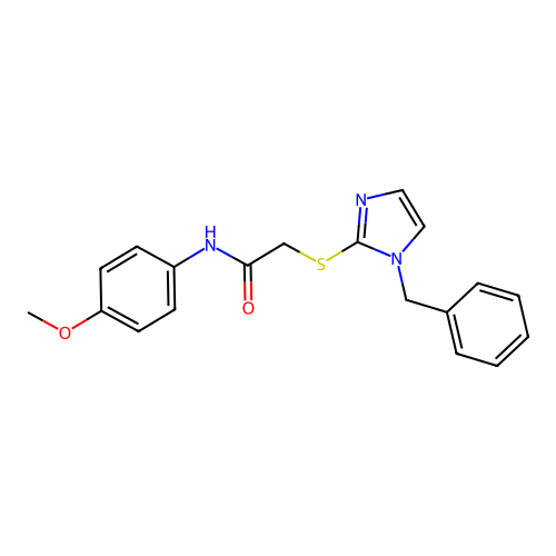 N-(4-methoxyphenyl)-2-[[1-(phenylmethyl)-2-imidazolyl]thio]acetamide structure