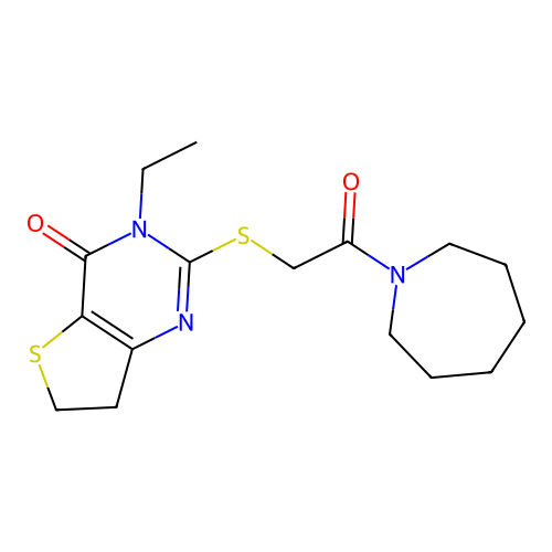 2-{[2-(azepan-1-yl)-2-oxoethyl]sulfanyl}-3-ethyl-3H,4H,6H,7H-thieno[3,2-d]pyrimidin-4-one structure