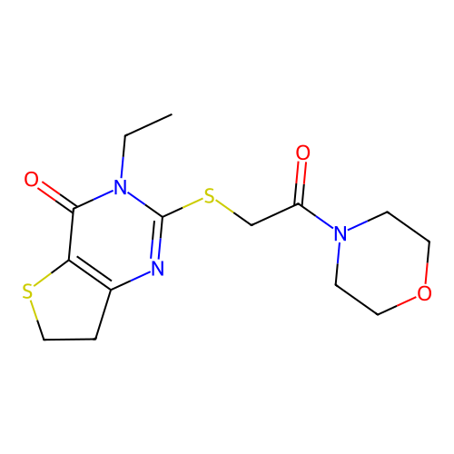 3-ethyl-2-{[2-(morpholin-4-yl)-2-oxoethyl]sulfanyl}-3H,4H,6H,7H-thieno[3,2-d]pyrimidin-4-one structure